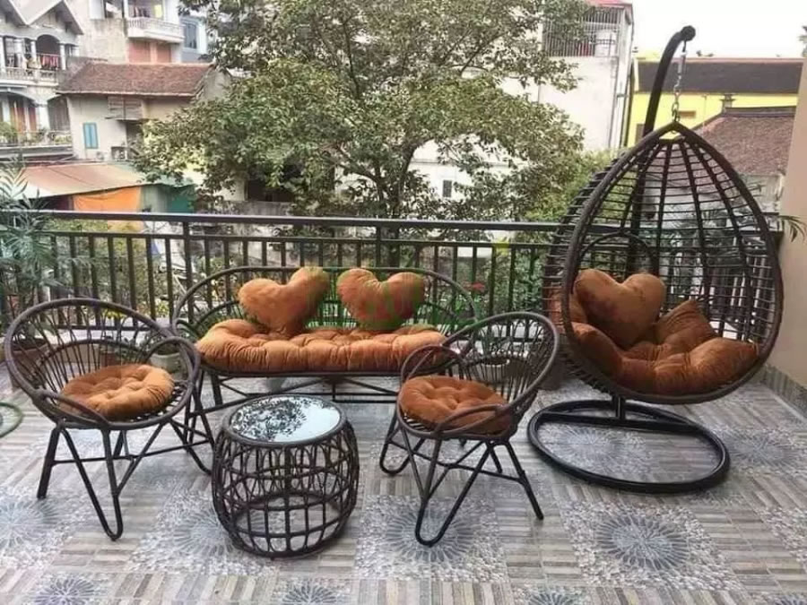 Bàn ghế nhựa giả mây ban cà phê trong nhà TP Vinh Nghệ An